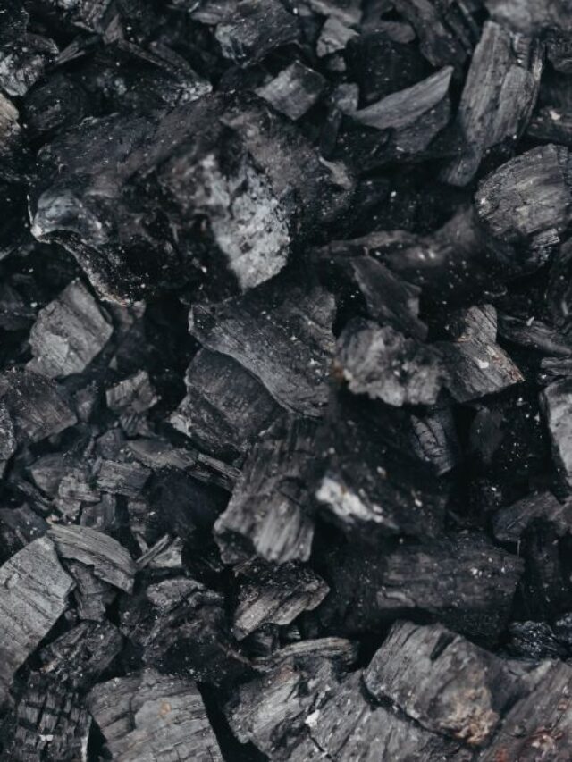 Close-up do carvão ativado mostrando sua estrutura porosa, responsável pela filtragem de impurezas da água.