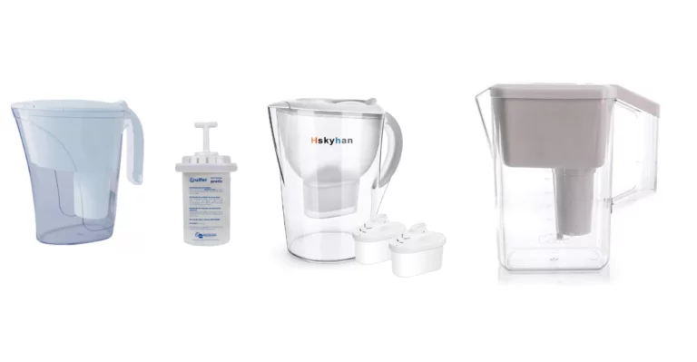 3 modelos de jarra purificadora de água em um fundo branco. Guia de Compra: Melhor Jarra Purificadora